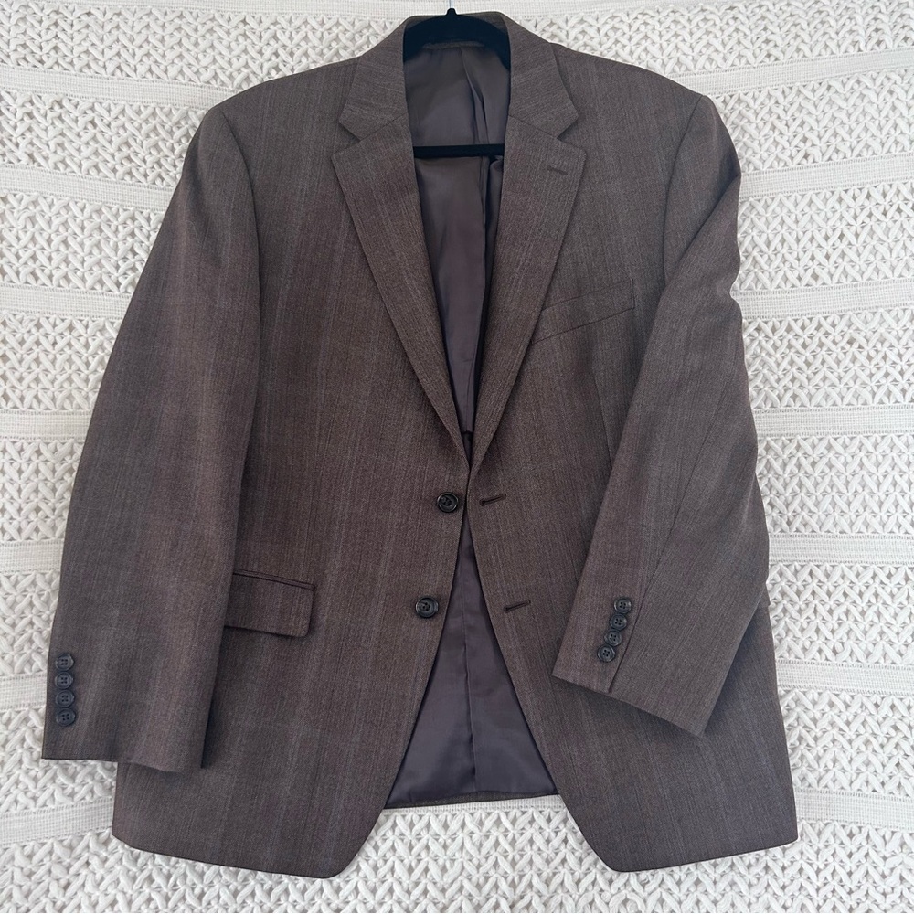 Ralph Lauren Mens Sport Coat Blazer 42S Brown Herringbone Wool Two Button